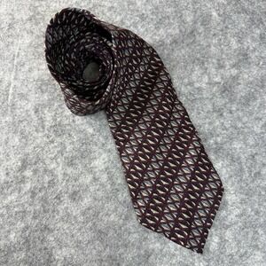 Vintage Christian Dior Monsieur Silk Men's Tie USA Geometric Burgundy Cream Blue